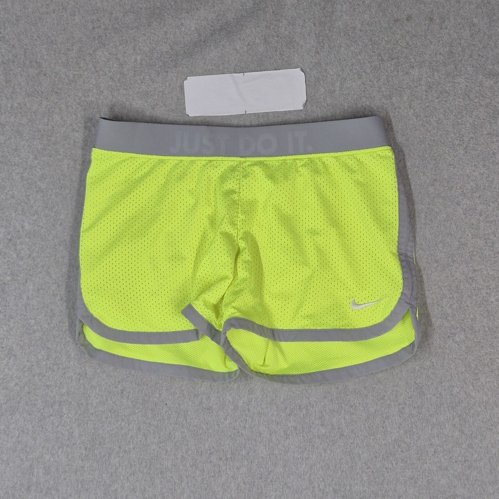 Nike Women Activewear Shorts S Neon Yellow Athletic Shorts Running Dri-Fit Logo
